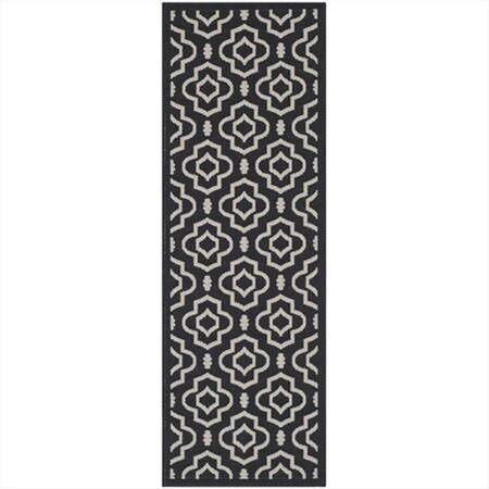 Safavieh 2 Ft. -3 In. X 6 Ft. -7 In. Runner Indoor-Outdoor Courtyard- Black And Beige- Machine Made Rug CY6926-266-27